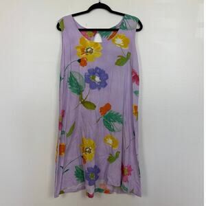 Jams World Vintage 90s Water Flower Hawaiian Mini Dress Purple XL